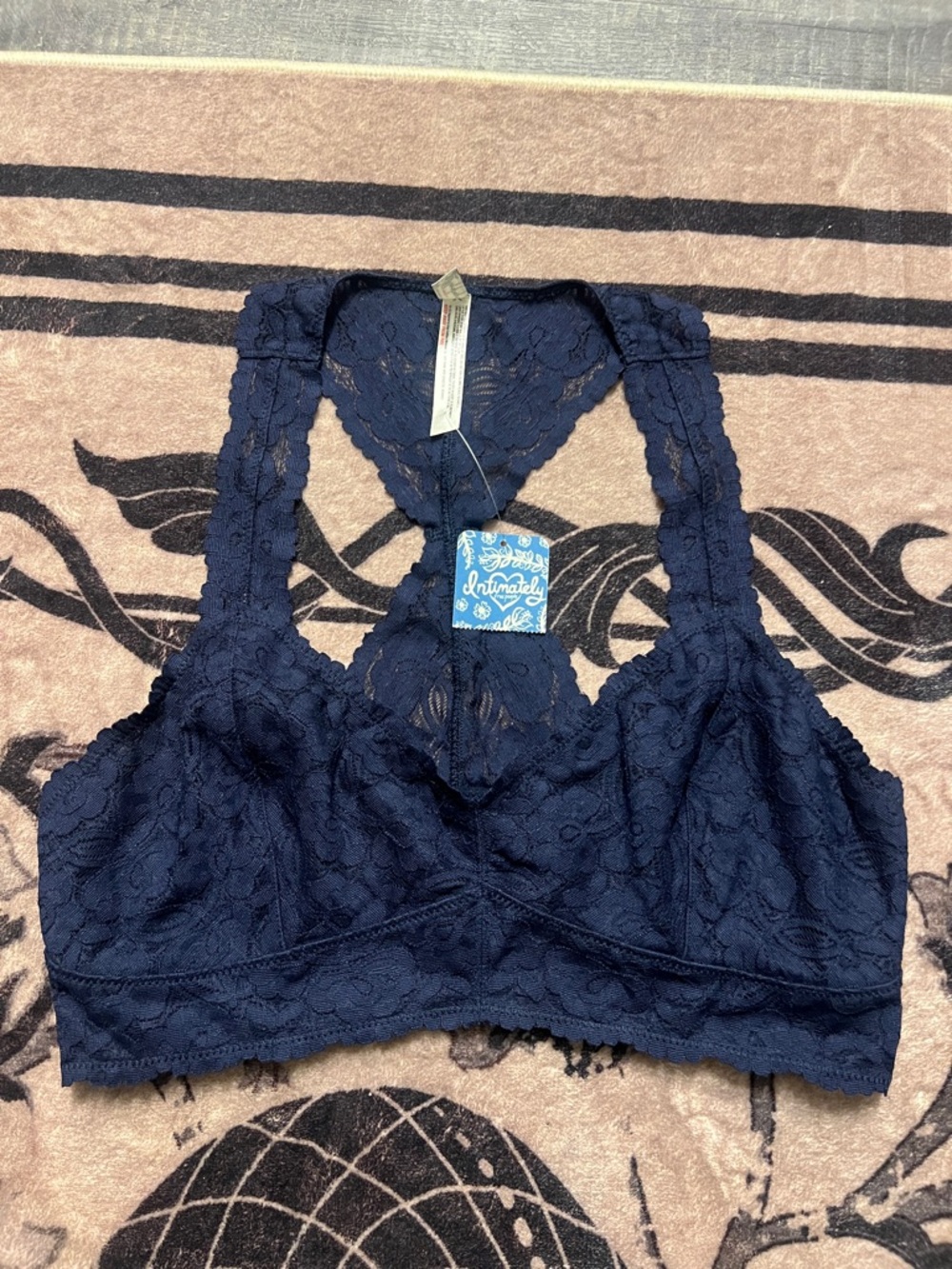 Lace Racerback Bralette in Navy